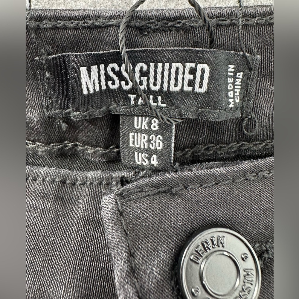 Missguided Women’s Size 4 TALL Black Denim Super Stretch Mini Skirt NWT 5-Pocket - Picture 4 of 9